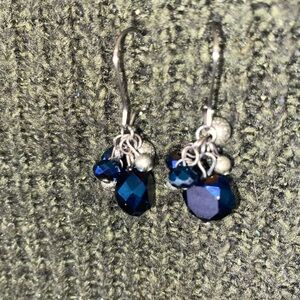 Elegant Blue Glass Iridescent Dangle Earrings